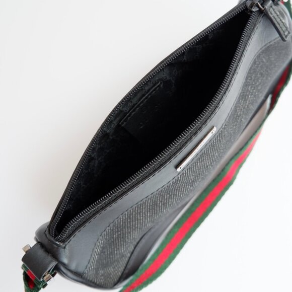 Authentic Preowned Gucci Black Denim/ Leather Sherry Line Micro Shoulder Bag - Picture 13 of 16